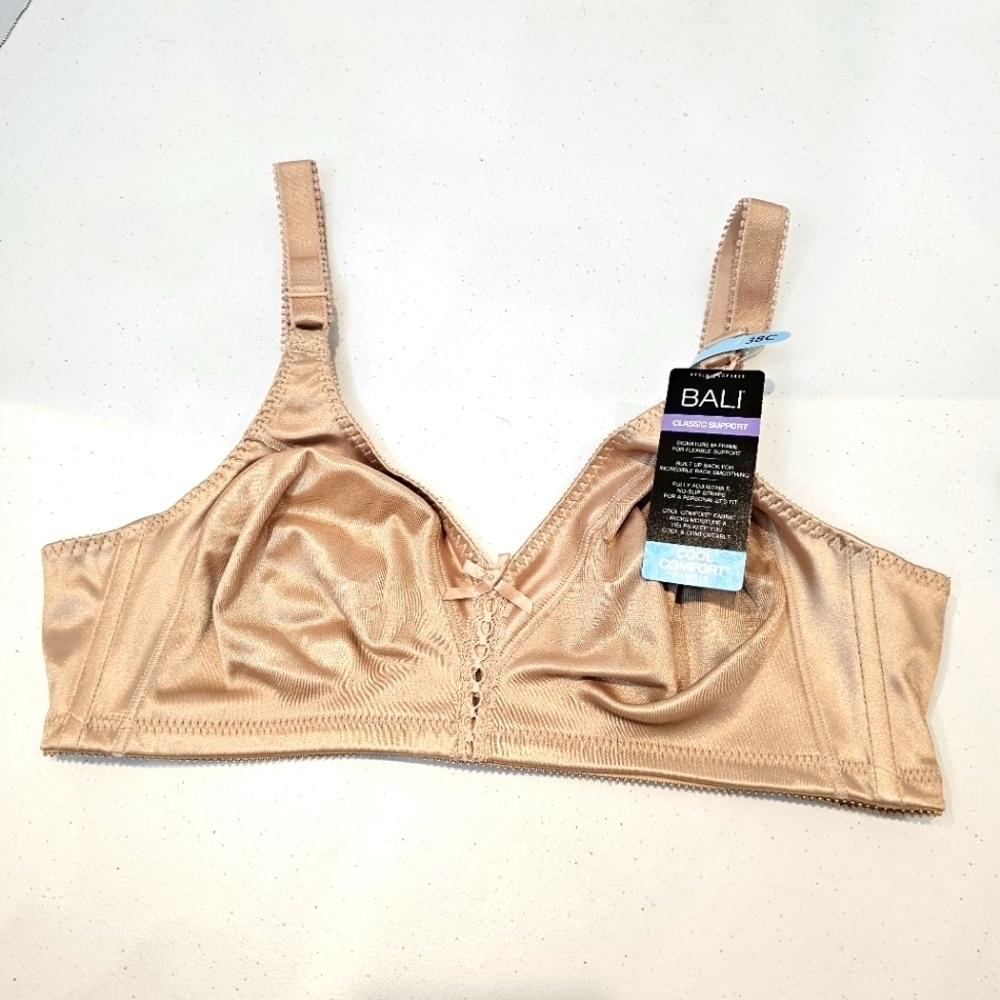 Bali Double Support Wireless Bra Women's Size 38C Nude  NWT Comfort Hook & Eye - Picture 2 of 8